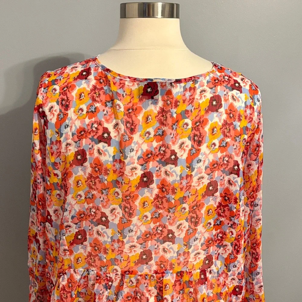 Lane Bryant Floral V-Neck Tunic Top in Red, Pink, Yellow and Cream - Picture 6 of 6